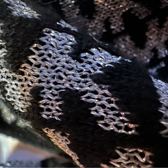 Michael Kors Scarf Black Silver Metallic MK Logo Monogram Designer - Picture 9 of 12